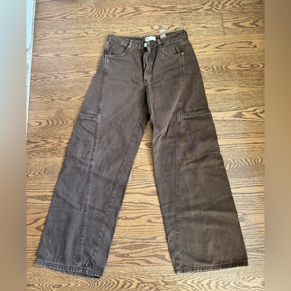 Zara chocolate brown cargo jeans (6) - Picture 5 of 10